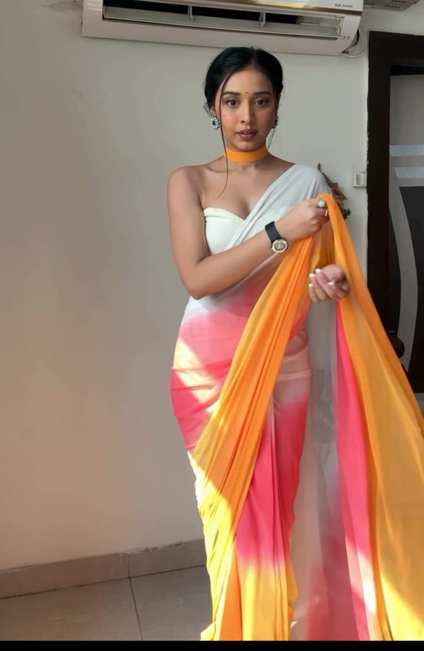 Multi Soft Georgette Silk Ready To Wear Saree - Image 3