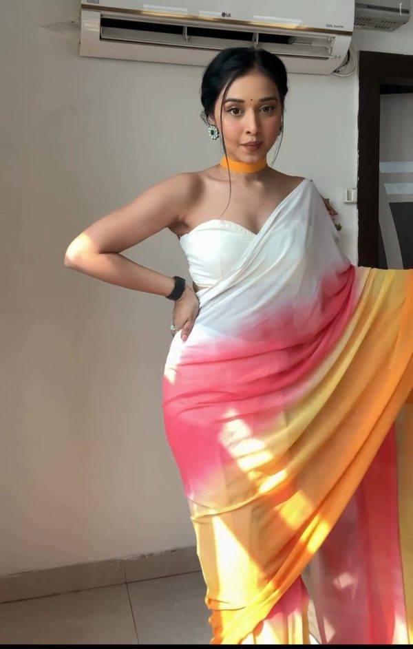 Multi Soft Georgette Silk Ready To Wear Saree - Image 5