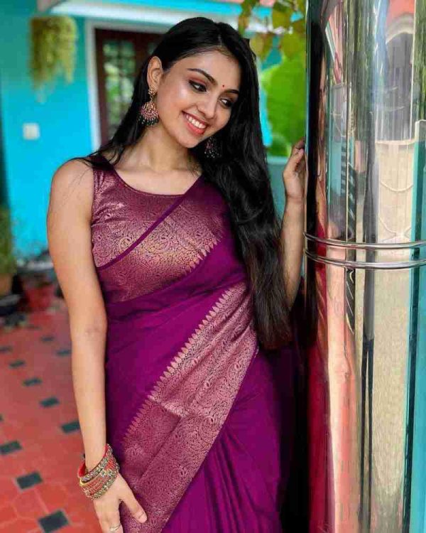 Pink Soft Litchi Silk Jacquard Work Saree - Image 2