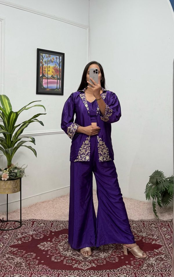 Royal Blue Chinon Embroidery Work Pattern Salwar Suit - Image 4
