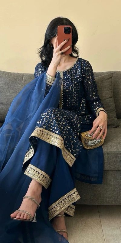 RTC 5850 Navy Blue Color Foix Georgette Thread With Sequence Salwar Suit Casual, Wedding, Party, Festive, Events Etc.4-6 Working Days@ 2149/-only | Jump Suits, Salwar suit, Casual Suits, Creative suits, Designer Suits, Palazzo Suits, Party Wear Suits, Patiala Suits, Straight Suits