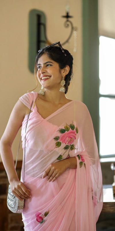 SC 405 Pink Color Soft Georgette Silk All Over Saree Casual, Wedding, Festive, Events . Expected Delivery 4-6 Working Days @1599/- only | Sarees, Bollywood Sarees, Creative Sarees, Designer Sarees, Embroidered Sarees, Ethnic Saree, Modern Digital sarees, Party Wear Sarees