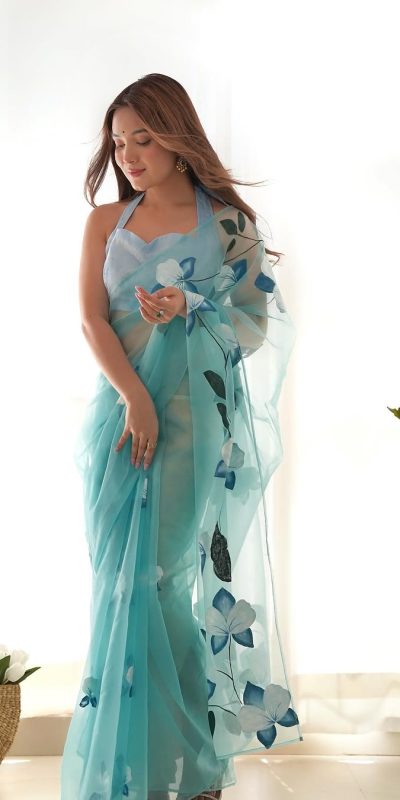 SC 407Sky Blue Color Soft Organza Silk Ready To Wear Saree Casual, Wedding, Festive, Events . Expected Delivery 4-6 Working Days @1599/- only | Sarees, Bollywood Sarees, Creative Sarees, Designer Sarees, Embroidered Sarees, Ethnic Saree, Modern Digital sarees, Party Wear Sarees