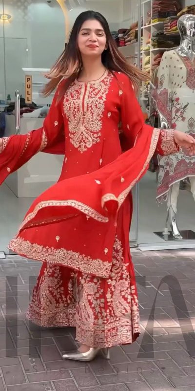 VLM 271 Red Color Chinon Silk With Embroidery Work Salwar Suit Casual, Wedding, Festive, Events . Expected Delivery 4-6 Working Days @2149/- only | Jump Suits, Salwar suit, Casual Suits, Creative suits, Designer Suits, Palazzo Suits, Party Wear Suits, Patiala Suits, Straight Suits