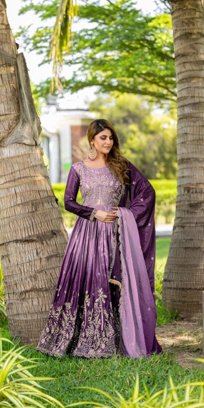 Ram 096 Purple Color Chinon Sequence Embroidery Work Gown Casual, Wedding, Festive, Events . Expected Delivery 4-6 Working Days @2449/- only | Gowns, Bollywood Gowns, Creative Gowns, Designer Gowns, Embroidered Gowns, Party Wear Gowns, Straight Suits