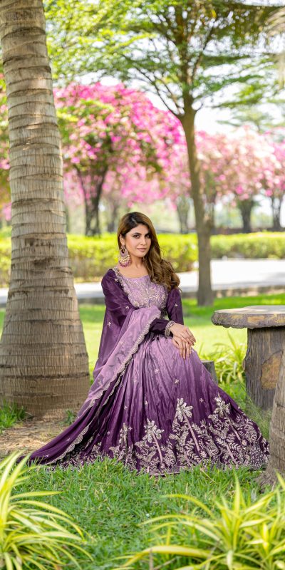 Ram 096 Purple Color Chinon Sequence Embroidery Work Gown Casual, Wedding, Festive, Events . Expected Delivery 4-6 Working Days @2449/- only | Gowns, Bollywood Gowns, Creative Gowns, Designer Gowns, Embroidered Gowns, Party Wear Gowns, Straight Suits