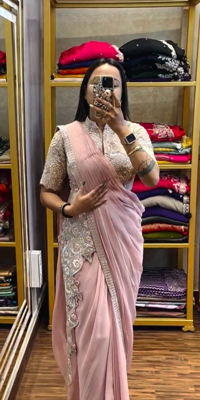 ST 1103 Pink Color Chinon Embroidery Work Ready To Wear Saree Casual, Wedding, Festive, Events . Expected Delivery 4-6 Working Days @2099/- only | Sarees, Bollywood Sarees, Creative Sarees, Designer Sarees, Embroidered Sarees, Ethnic Saree, Modern Digital sarees, Party Wear Sarees