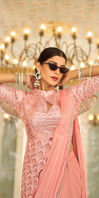 ST 1103 Peach Color Chinon Embroidery Work Lace Border Saree Casual, Wedding, Festive, Events . Expected Delivery 4-6 Working Days @2099/- only | Sarees, Bollywood Sarees, Creative Sarees, Designer Sarees, Embroidered Sarees, Ethnic Saree, Modern Digital sarees, Party Wear Sarees