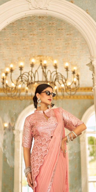 ST 1103 Peach Color Chinon Embroidery Work Lace Border Saree Casual, Wedding, Festive, Events . Expected Delivery 4-6 Working Days @2099/- only | Sarees, Bollywood Sarees, Creative Sarees, Designer Sarees, Embroidered Sarees, Ethnic Saree, Modern Digital sarees, Party Wear Sarees