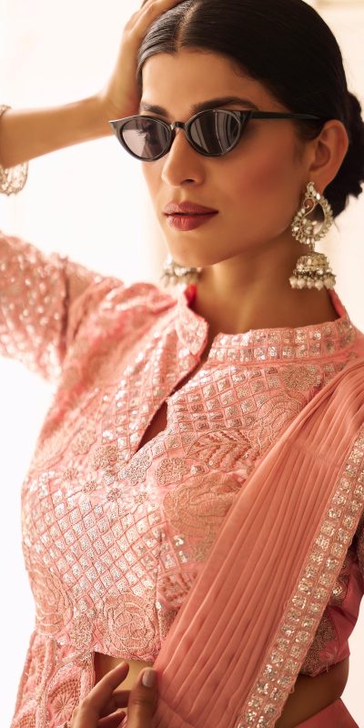 ST 1103 Peach Color Chinon Embroidery Work Lace Border Saree Casual, Wedding, Festive, Events . Expected Delivery 4-6 Working Days @2099/- only | Sarees, Bollywood Sarees, Creative Sarees, Designer Sarees, Embroidered Sarees, Ethnic Saree, Modern Digital sarees, Party Wear Sarees