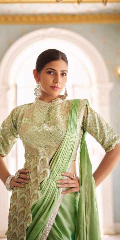 ST 1103 Pista Color Chinon Embroidery Work Lace Border Saree Casual, Wedding, Festive, Events . Expected Delivery 4-6 Working Days @2099/- only | Sarees, Bollywood Sarees, Creative Sarees, Designer Sarees, Embroidered Sarees, Ethnic Saree, Modern Digital sarees, Party Wear Sarees