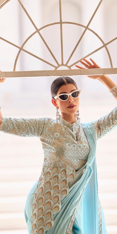 ST 1103 Sky Blue Color Chinon Embroidery Work Lace Border Saree Casual, Wedding, Festive, Events . Expected Delivery 4-6 Working Days @2099/- only | Sarees, Bollywood Sarees, Creative Sarees, Designer Sarees, Embroidered Sarees, Ethnic Saree, Modern Digital sarees, Party Wear Sarees