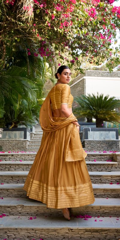 LNB 1906 Mustard Pure Chanderi Plain With Zari Weaving Work Border Lehenga Choli Wedding, Party, Festive, Events Etc. Delivery 4-6 Working Days Rs 1999 | Lehenga, Bollywood Lehenga, Creative Lehenga, Designer Lehenga, Embroidered Lehenga, Party Wear Lehenga
