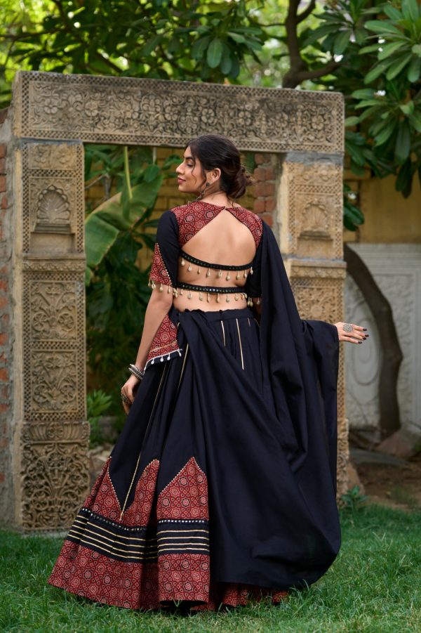 LNB 1671 Black Color Pure Cotton Plain Printed Mirror Work Gota Patti Lehenga Choli Wedding, Party, Festive, Events Etc. Delivery 4-6 Working Days Rs 3999 | Lehenga, Bollywood Lehenga, Creative Lehenga, Designer Lehenga, Embroidered Lehenga, Party Wear Lehenga