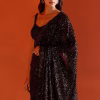 DF 3440 Black Color Georgette 3mm Khichdi Sequence Embroidery Work Saree Casual, Wedding, Festive, Events . Expected Delivery  4-6 Working Days @1799/- only                                                 | Sarees, Bollywood Sarees, Creative Sarees, Designer Sarees, Embroidered Sarees, Ethnic Saree, Modern Digital sarees, Party Wear Sarees