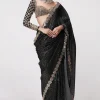 DF 3429 Black Color Faux Georgette 5mm Sequence Work Saree Casual, Wedding, Festive, Events . Expected Delivery  4-6 Working Days @2199/- only                                        | Sarees, Bollywood Sarees, Creative Sarees, Designer Sarees, Embroidered Sarees, Ethnic Saree, Modern Digital sarees, Party Wear Sarees