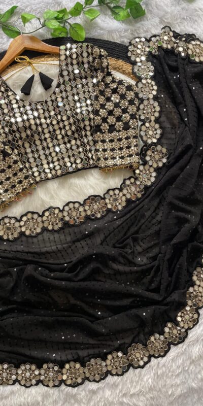 DF 3429 Black Color Faux Georgette 5mm Sequence Work Saree Casual, Wedding, Festive, Events . Expected Delivery 4-6 Working Days @2199/- only | Sarees, Bollywood Sarees, Creative Sarees, Designer Sarees, Embroidered Sarees, Ethnic Saree, Modern Digital sarees, Party Wear Sarees