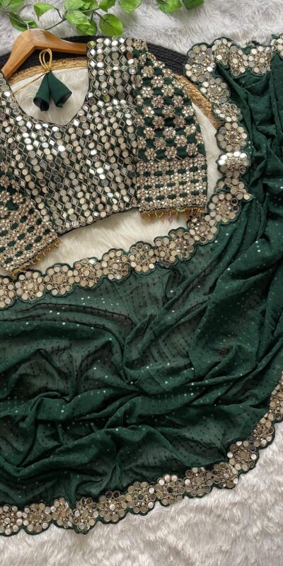 DF 3429 Bottle Green Color Faux Georgette 5mm Sequence Work Saree Casual, Wedding, Festive, Events . Expected Delivery 4-6 Working Days @2199/- only | Sarees, Bollywood Sarees, Creative Sarees, Designer Sarees, Embroidered Sarees, Ethnic Saree, Modern Digital sarees, Party Wear Sarees