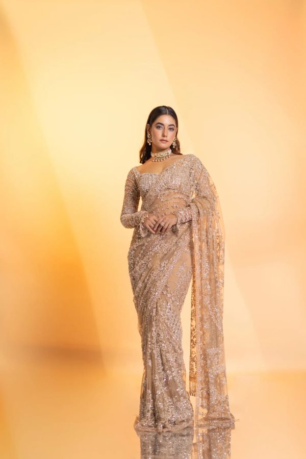 DF 3462 Cream Color Butterfly Net Heavy 5mm Sequins Embroidery work Saree Casual, Wedding, Festive, Events . Expected Delivery  4-6 Working Days @1999/- only                                                                                | Sarees, Bollywood Sarees, Creative Sarees, Designer Sarees, Embroidered Sarees, Ethnic Saree, Modern Digital sarees, Party Wear Sarees