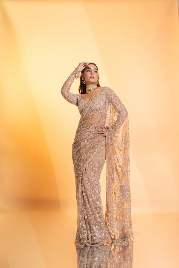 DF 3462 Cream Color Butterfly Net Heavy 5mm Sequins Embroidery work Saree Casual, Wedding, Festive, Events . Expected Delivery  4-6 Working Days @1999/- only                                                                                | Sarees, Bollywood Sarees, Creative Sarees, Designer Sarees, Embroidered Sarees, Ethnic Saree, Modern Digital sarees, Party Wear Sarees