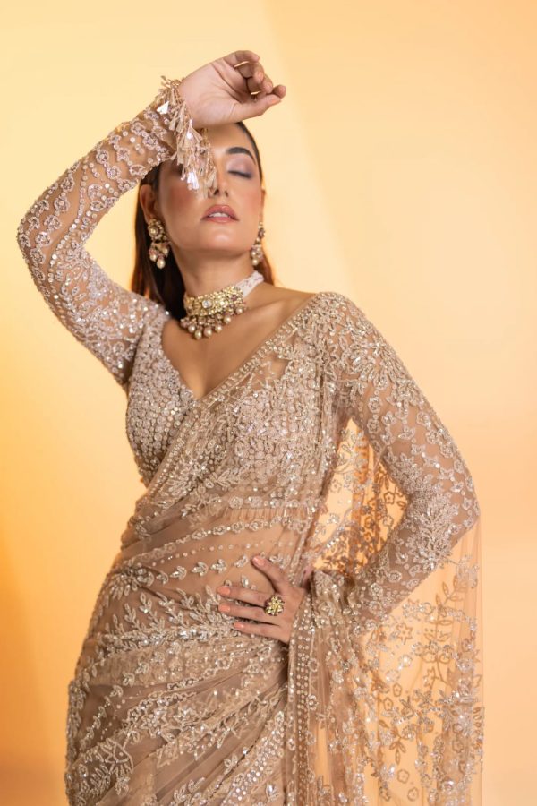 DF 3462 Cream Color Butterfly Net Heavy 5mm Sequins Embroidery work Saree Casual, Wedding, Festive, Events . Expected Delivery  4-6 Working Days @1999/- only                                                                                | Sarees, Bollywood Sarees, Creative Sarees, Designer Sarees, Embroidered Sarees, Ethnic Saree, Modern Digital sarees, Party Wear Sarees