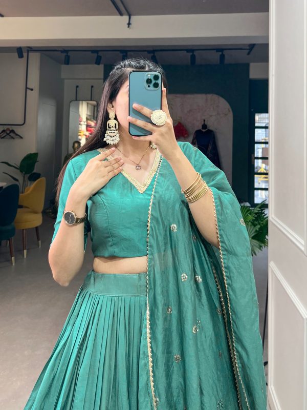 LNB 1906 Firozi Color Pure Chanderi Plain With Zari Weaving Work Border Lehenga Choli Wedding, Party, Festive, Events Etc. Delivery 4-6 Working Days Rs 1999 | Lehenga, Bollywood Lehenga, Creative Lehenga, Designer Lehenga, Embroidered Lehenga, Party Wear Lehenga