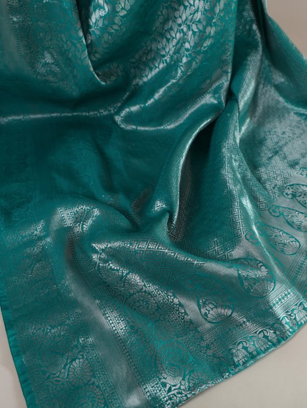 YNF 7404 Firozi Color Kanjivaram Zari Weaving Work Saree Casual, Wedding, Festive, Events . Expected Delivery  4-6 Working Days @1599/- only                                | Sarees, Bollywood Sarees, Creative Sarees, Designer Sarees, Embroidered Sarees, Ethnic Saree, Modern Digital sarees, Party Wear Sarees