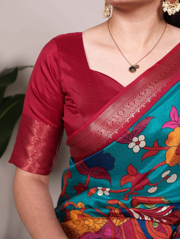 YNF 7047 Firozi Color Tasar Silk Printed With Zari Weaving Work Saree Casual, Wedding, Festive, Events . Expected Delivery  4-6 Working Days @1599/- only                                                                                | Sarees, Bollywood Sarees, Creative Sarees, Designer Sarees, Embroidered Sarees, Ethnic Saree, Modern Digital sarees, Party Wear Sarees