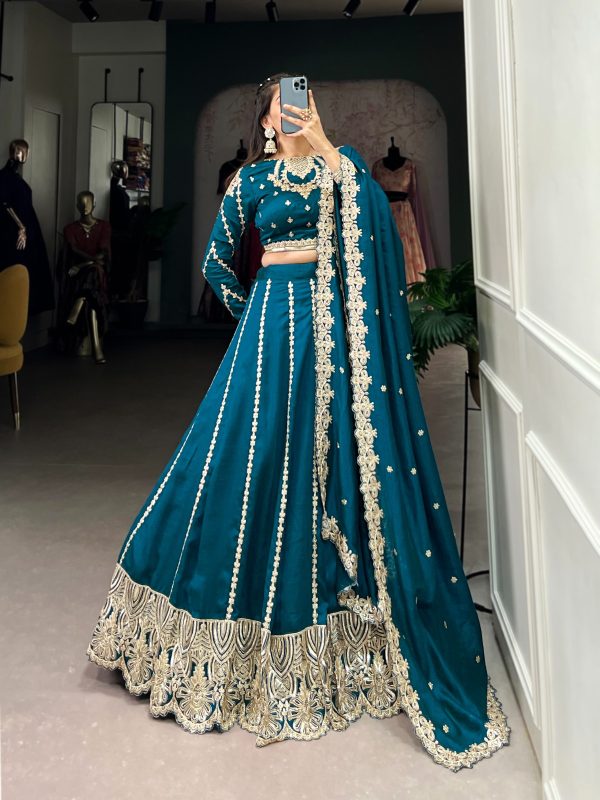 LNB 1418 Firozi Color Vichitra Silk Sequins and Thread Embroidery Work Lehenga Choli Wedding, Party, Festive, Events Etc. Delivery 4-6 Working Days Rs 2999 | Lehenga, Bollywood Lehenga, Creative Lehenga, Designer Lehenga, Embroidered Lehenga, Party Wear Lehenga