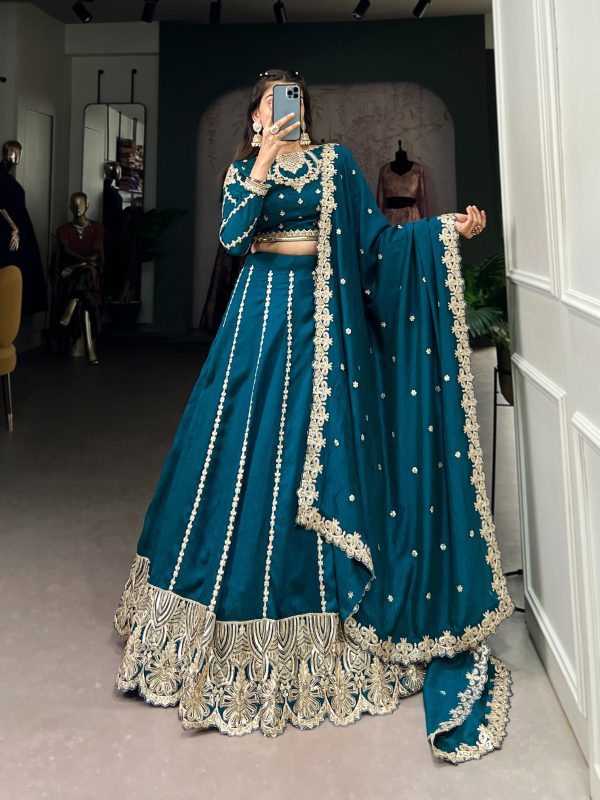 LNB 1418 Firozi Color Vichitra Silk Sequins and Thread Embroidery Work Lehenga Choli Wedding, Party, Festive, Events Etc. Delivery 4-6 Working Days Rs 2999 | Lehenga, Bollywood Lehenga, Creative Lehenga, Designer Lehenga, Embroidered Lehenga, Party Wear Lehenga