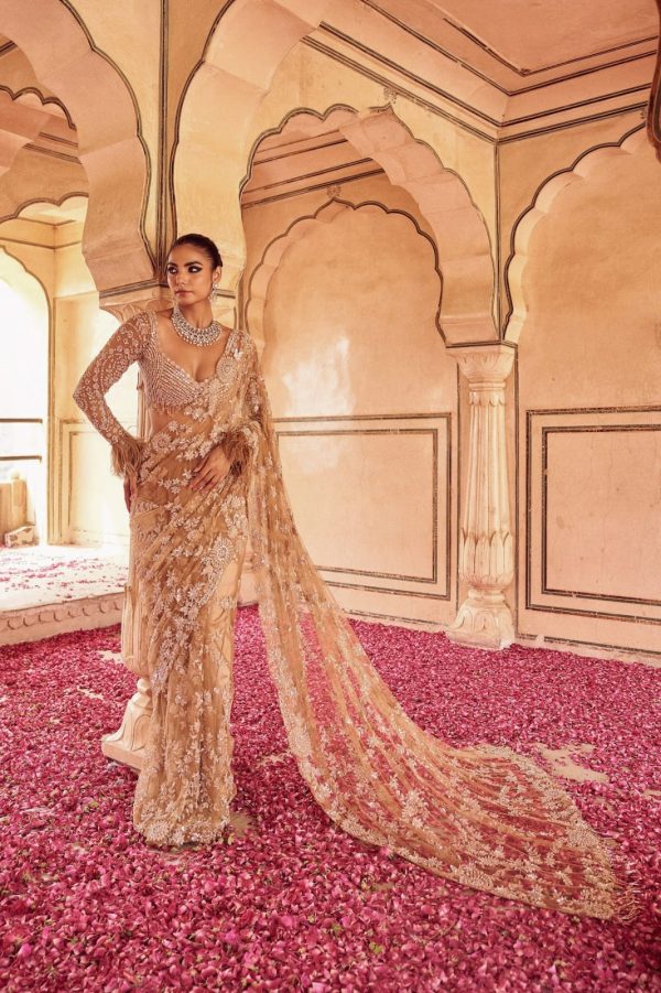 DF 3454 Gold Color Mono Net Multi Sequence Embroidery Work Casual, Wedding, Festive, Events . Expected Delivery  4-6 Working Days @1799/- only                                                                                | Sarees, Bollywood Sarees, Creative Sarees, Designer Sarees, Embroidered Sarees, Ethnic Saree, Modern Digital sarees, Party Wear Sarees