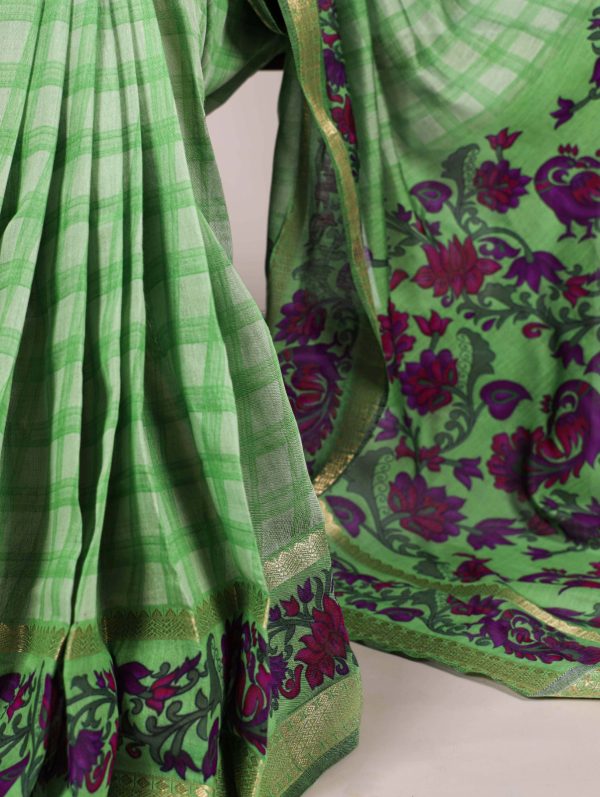 YNF 7035 Green Color Polyester Chanderi Printed Zari Weaving Work Saree Casual, Wedding, Festive, Events . Expected Delivery  4-6 Working Days @1549/- only                                                                                | Sarees, Bollywood Sarees, Creative Sarees, Designer Sarees, Embroidered Sarees, Ethnic Saree, Modern Digital sarees, Party Wear Sarees