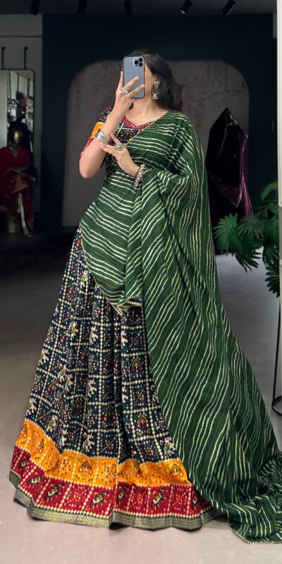 LNB 1638 Green Color Cotton Printed With Foil Work Lehenga Choli Wedding, Party, Festive, Events Etc. Delivery 4-6 Working Days Rs 1999 | Lehenga, Bollywood Lehenga, Creative Lehenga, Designer Lehenga, Embroidered Lehenga, Party Wear Lehenga