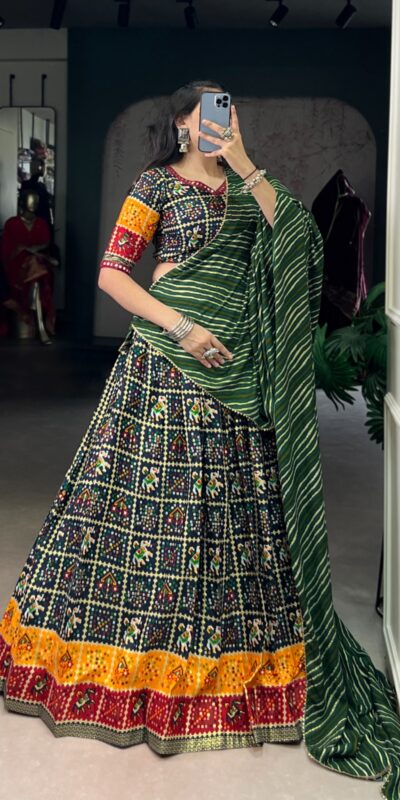 LNB 1638 Green Color Cotton Printed With Foil Work Lehenga Choli Wedding, Party, Festive, Events Etc. Delivery 4-6 Working Days Rs 1999 | Lehenga, Bollywood Lehenga, Creative Lehenga, Designer Lehenga, Embroidered Lehenga, Party Wear Lehenga
