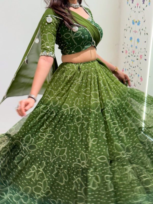 LG 647 Green Color Printed Georgette Real Mirror Work Lehenga Choli Wedding, Party, Festive, Events Etc. Delivery 4-6 Working Days Rs 2099 | Lehenga, Bollywood Lehenga, Creative Lehenga, Designer Lehenga, Embroidered Lehenga, Party Wear Lehenga