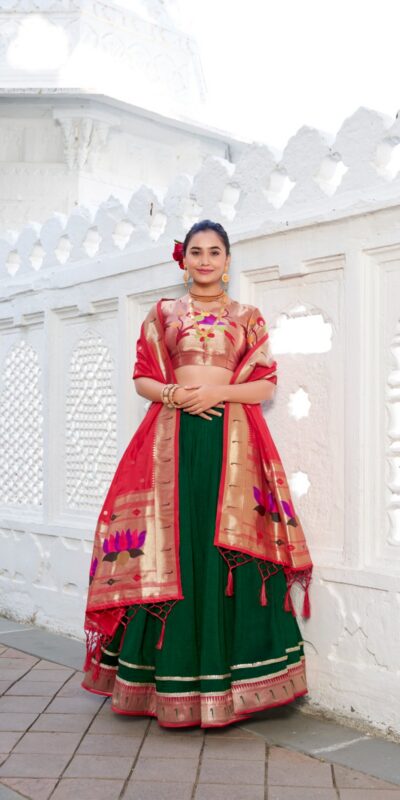 LNB 2016 Green Color Vichitra Silk Plain with Paithni lace border Lehenga Choli Wedding, Party, Festive, Events Etc. Delivery 4-6 Working Days Rs 2999 | Lehenga, Bollywood Lehenga, Creative Lehenga, Designer Lehenga, Embroidered Lehenga, Party Wear Lehenga