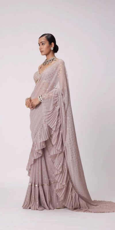 DF 3455 Light Peach Color Faux Georgette Embroidery Sequins Work Saree Casual, Wedding, Festive, Events . Expected Delivery 4-6 Working Days @1999/- only | Sarees, Bollywood Sarees, Creative Sarees, Designer Sarees, Embroidered Sarees, Ethnic Saree, Modern Digital sarees, Party Wear Sarees