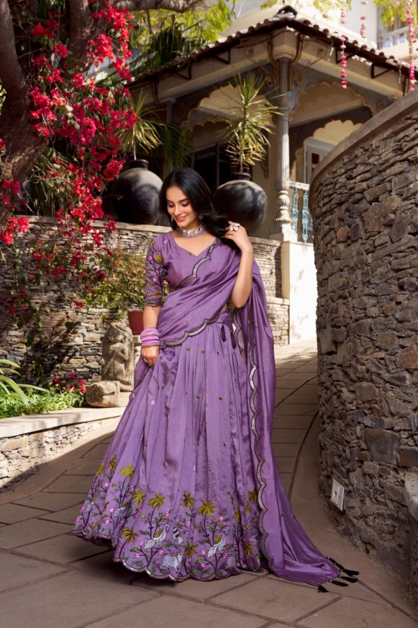 LNB 1423 Light Purple Color Vichitra Simmer and Thread Embroidery Work Lehenga Choli Wedding, Party, Festive, Events Etc. Delivery 4-6 Working Days Rs 3199 | Lehenga, Bollywood Lehenga, Creative Lehenga, Designer Lehenga, Embroidered Lehenga, Party Wear Lehenga