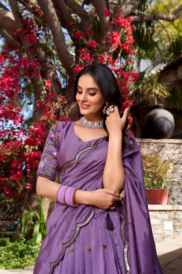 LNB 1423 Light Purple Color Vichitra Simmer and Thread Embroidery Work Lehenga Choli Wedding, Party, Festive, Events Etc. Delivery 4-6 Working Days Rs 3199 | Lehenga, Bollywood Lehenga, Creative Lehenga, Designer Lehenga, Embroidered Lehenga, Party Wear Lehenga