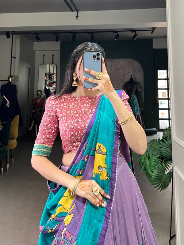 LNB 1235 Light Purple Color Tasar Silk Kalamkari With Foil Work Lehenga Choli Wedding, Party, Festive, Events Etc. Delivery 4-6 Working Days Rs 2499 | Lehenga, Bollywood Lehenga, Creative Lehenga, Designer Lehenga, Embroidered Lehenga, Party Wear Lehenga