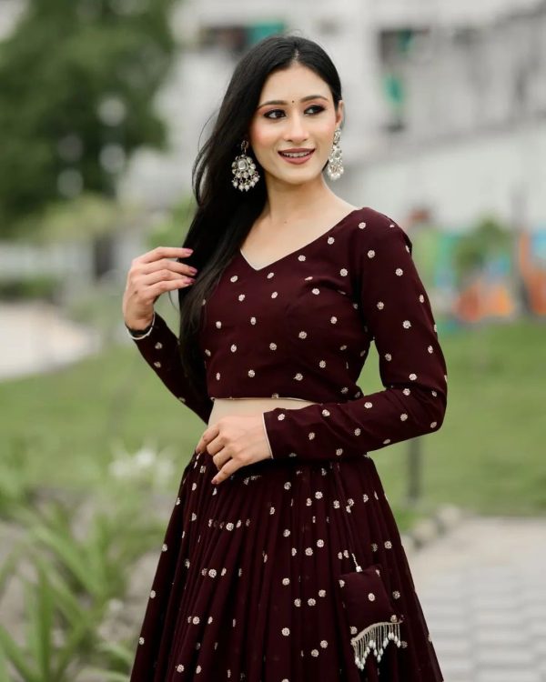LG 644 Maroon Color Printed Polly Reyon Lehenga Choli Wedding, Party, Festive, Events Etc. Delivery 4-6 Working Days Rs 2099 | Lehenga, Bollywood Lehenga, Creative Lehenga, Designer Lehenga, Embroidered Lehenga, Party Wear Lehenga