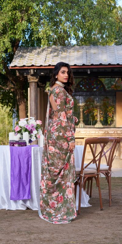 YNF 7010 Mehandi Color Weightless Marbal Floral Printed Pearl Lace Saree Casual, Wedding, Festive, Events . Expected Delivery  4-6 Working Days @1599/- only                                                                                | Sarees, Bollywood Sarees, Creative Sarees, Designer Sarees, Embroidered Sarees, Ethnic Saree, Modern Digital sarees, Party Wear Sarees