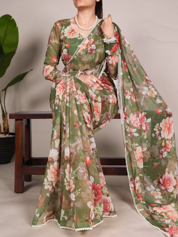 YNF 7010 Mehandi Color Weightless Marbal Floral Printed Pearl Lace Saree Casual, Wedding, Festive, Events . Expected Delivery  4-6 Working Days @1599/- only                                                                                | Sarees, Bollywood Sarees, Creative Sarees, Designer Sarees, Embroidered Sarees, Ethnic Saree, Modern Digital sarees, Party Wear Sarees