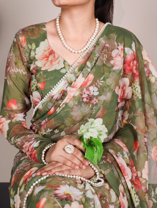 YNF 7010 Mehandi Color Weightless Marbal Floral Printed Pearl Lace Saree Casual, Wedding, Festive, Events . Expected Delivery  4-6 Working Days @1599/- only                                                                                | Sarees, Bollywood Sarees, Creative Sarees, Designer Sarees, Embroidered Sarees, Ethnic Saree, Modern Digital sarees, Party Wear Sarees