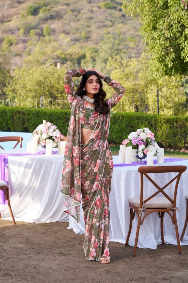 YNF 7010 Mehandi Color Weightless Marbal Floral Printed Pearl Lace Saree Casual, Wedding, Festive, Events . Expected Delivery  4-6 Working Days @1599/- only                                                                                | Sarees, Bollywood Sarees, Creative Sarees, Designer Sarees, Embroidered Sarees, Ethnic Saree, Modern Digital sarees, Party Wear Sarees