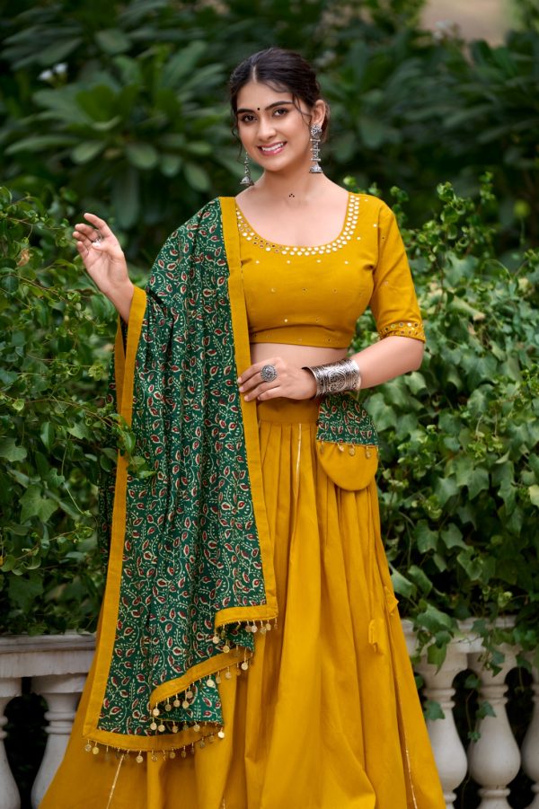 LNB 1697 Mustard Color Pure Cotton Plain With Gota Patti Touch Up Lehenga Choli Wedding, Party, Festive, Events Etc. Delivery 4-6 Working Days Rs 3499 | Lehenga, Bollywood Lehenga, Creative Lehenga, Designer Lehenga, Embroidered Lehenga, Party Wear Lehenga