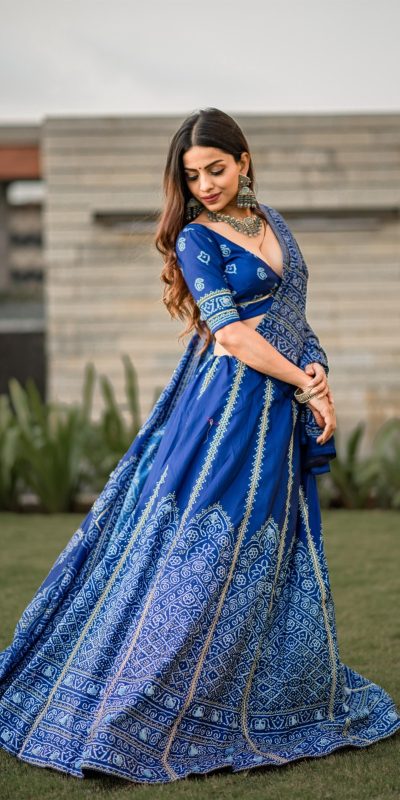 LNB 1251 Navy Blue Color Vaishali silk Printed With Gota Patti Work Lehenga Choli Wedding, Party, Festive, Events Etc. Delivery 4-6 Working Days Rs 3399 | Lehenga, Bollywood Lehenga, Creative Lehenga, Designer Lehenga, Embroidered Lehenga, Party Wear Lehenga