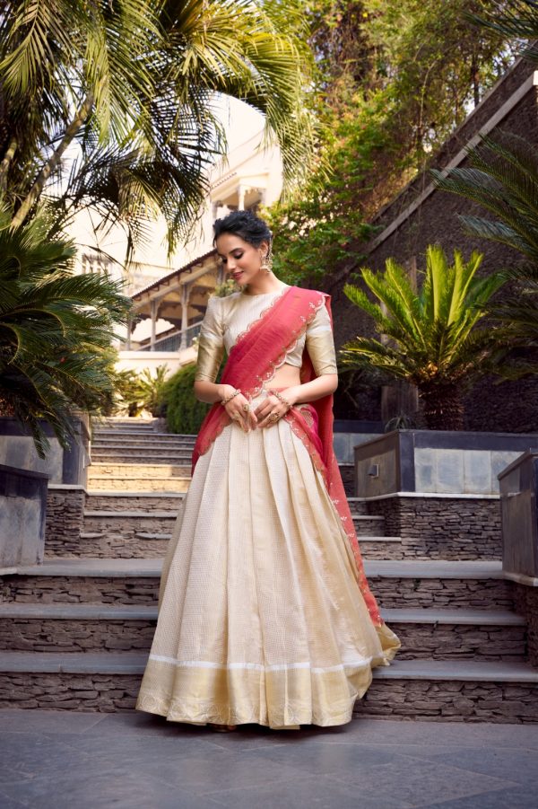 LNB 2011 Off White Color Jacquard Chex Zari Weaving Work Lehenga Choli Wedding, Party, Festive, Events Etc. Delivery 4-6 Working Days Rs 2099 | Lehenga, Bollywood Lehenga, Creative Lehenga, Designer Lehenga, Embroidered Lehenga, Party Wear Lehenga