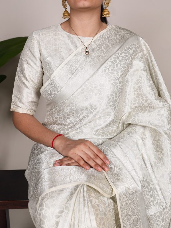 YNF 7404 Off White Color Kanjivaram Zari Weaving Work Saree Casual, Wedding, Festive, Events . Expected Delivery  4-6 Working Days @1599/- only                                | Sarees, Bollywood Sarees, Creative Sarees, Designer Sarees, Embroidered Sarees, Ethnic Saree, Modern Digital sarees, Party Wear Sarees