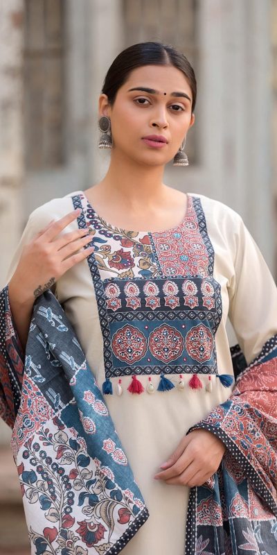 LG 1992 Off White Color Roman Silk Printed Patch Work  Salwar Suit Casual, Wedding, Festive, Events . Expected Delivery  4-6 Working Days @1899/- only      | Jump Suits, Salwar suit, Casual Suits, Creative suits, Designer Suits, Palazzo Suits, Party Wear Suits, Patiala Suits, Straight Suits